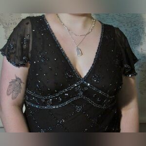 Papéll Boutique Evening Silky Beaded Top SIZE XL